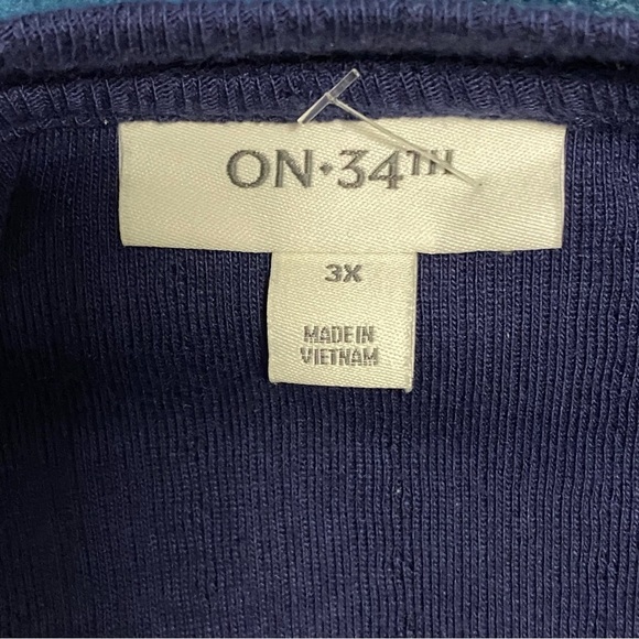 NEW On 34th Blue Long Sleeve Tee Shirt Blouse 3X - Picture 3 of 4